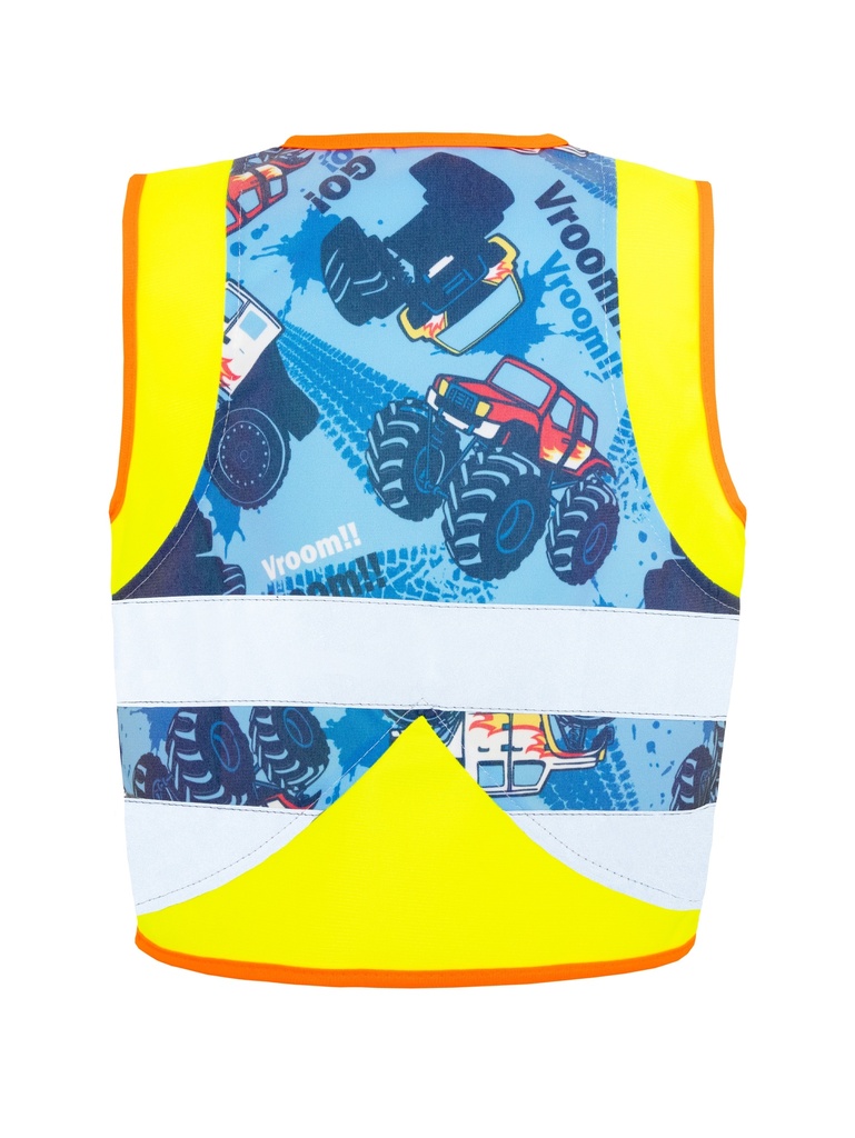 Korntex Kinder Funktionsweste Fahrzeuge, neongelb, XXS, Monstertruck