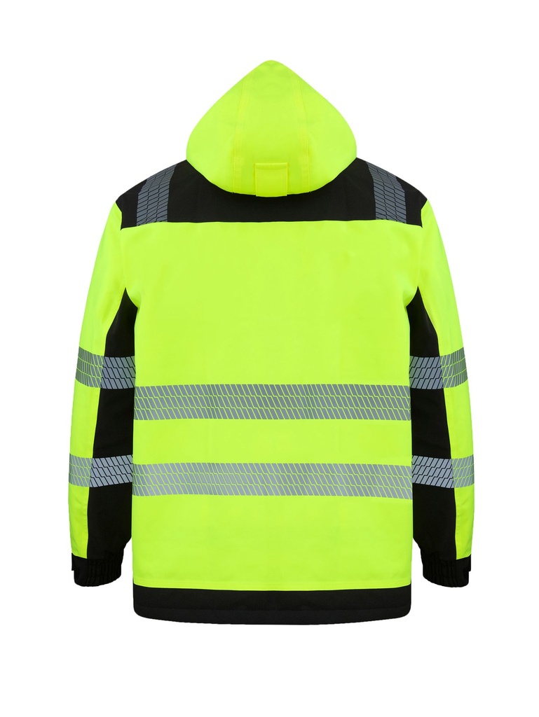 Korntex Hi-Vis Softshell Regenjacke EN 20471, schwarz/neongelb, S