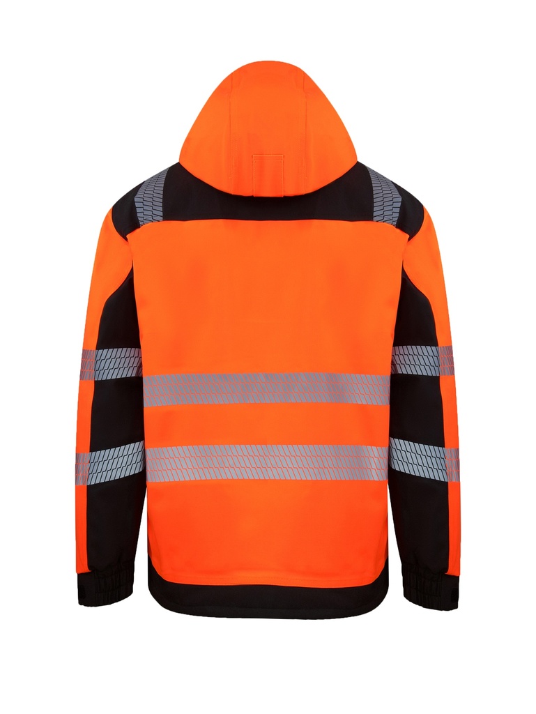 Korntex Hi-Vis Softshell Regenjacke EN 20471, schwarz/neonorange, S