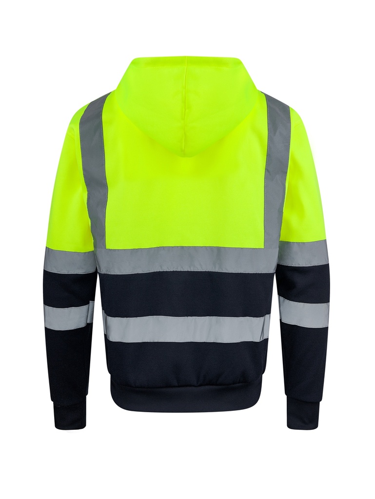 Korntex Hi-Vis Zipper Hoodie EN 20471 - neongelb/navyblau - L