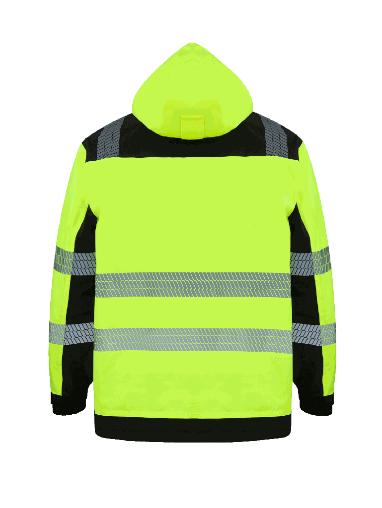 Korntex Hi-Vis Softshell Regenjacke EN 20471, schwarz/neongelb, 4XL