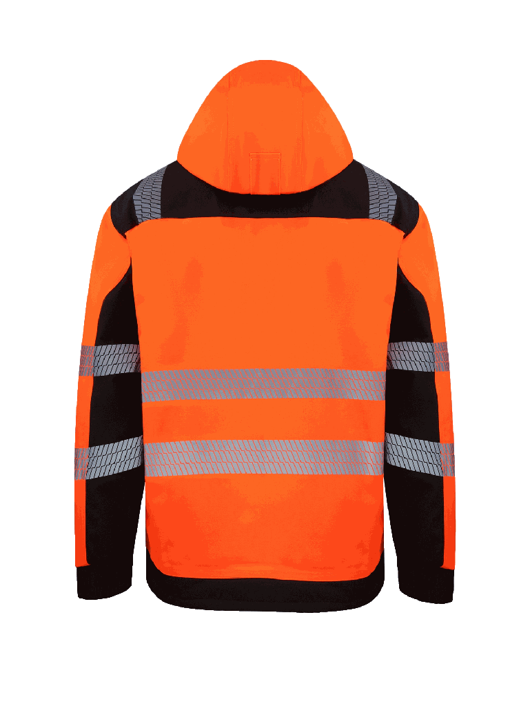 Korntex Hi-Vis Softshell Regenjacke EN 20471, schwarz/neonorange, 4XL