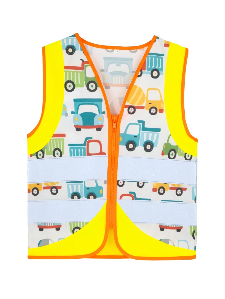 Korntex Kids' Functional Vest Vehicles, high visibility yellow, XS, Construction vehicle