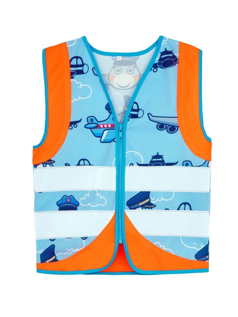 Korntex Kids' Functional Vest Vehicles, high visibility orange, XS, Airplane