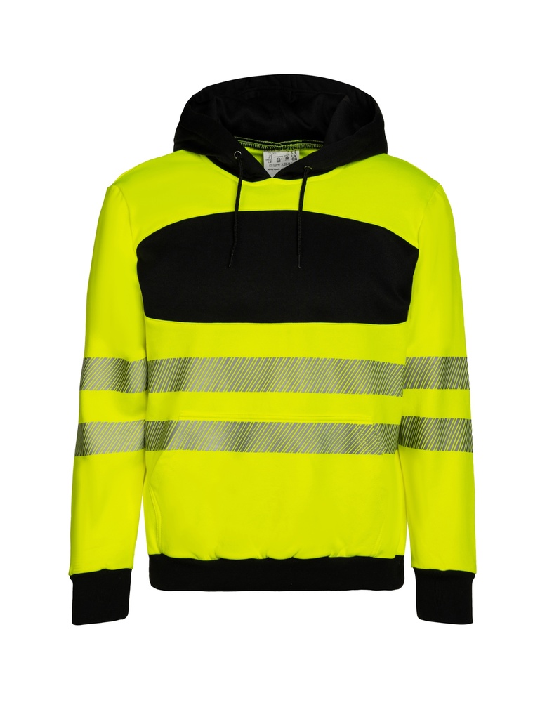 Korntex - EOS - Hi-Vis Hoodie mit schwarzer Brustpartie, schwarz/neongelb, S