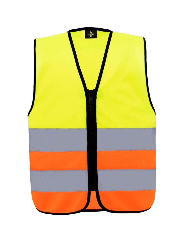 Korntex Kinder Warnweste mit Reissverschluss - neongelb/neonorange - XS