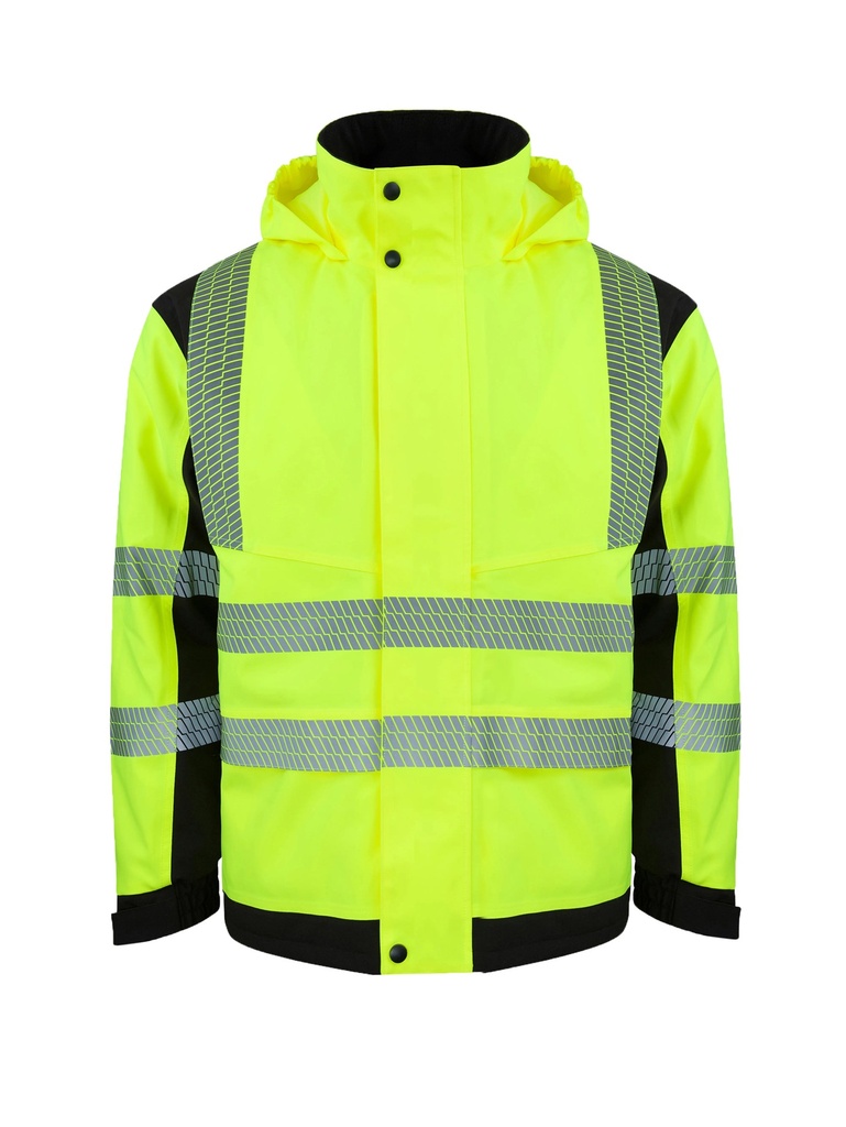 Korntex Hi-Vis Softshell Regenjacke EN 20471, schwarz/neongelb, L