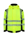 Korntex Hi-Vis Softshell Regenjacke EN 20471, schwarz/neongelb, 3XL