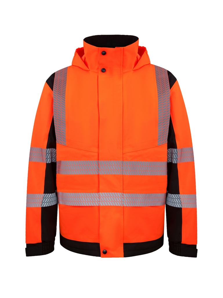 Korntex Hi-Vis Softshell Regenjacke EN 20471, schwarz/neonorange, L