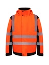 Korntex Hi-Vis Softshell Regenjacke EN 20471, schwarz/neonorange, 3XL