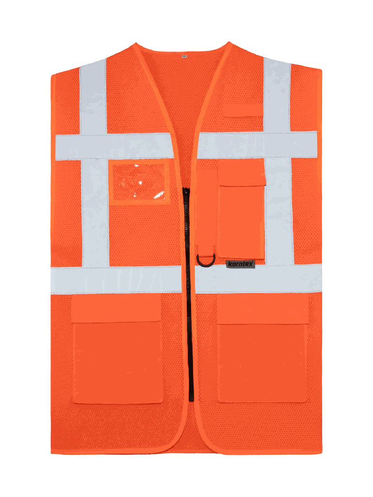 Korntex Mesh Multifunktionswarnweste EN 20471, neonorange, XL