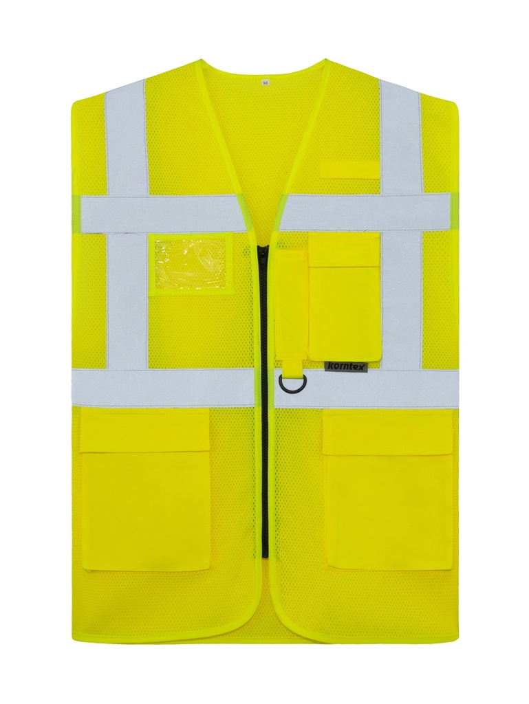 Korntex Mesh Multifunktionswarnweste EN 20471, neongelb, 4XL