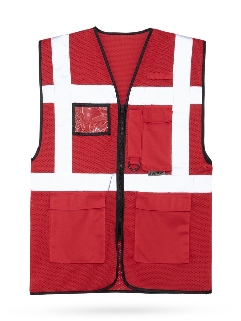 Korntex Mesh Multifunktionsweste, rot, 3XL