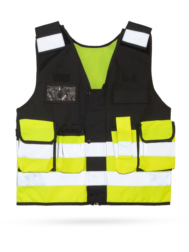 Korntex taktische Einsatzweste Premium EN 17353 - schwarz/neongelb - XXL/4XL