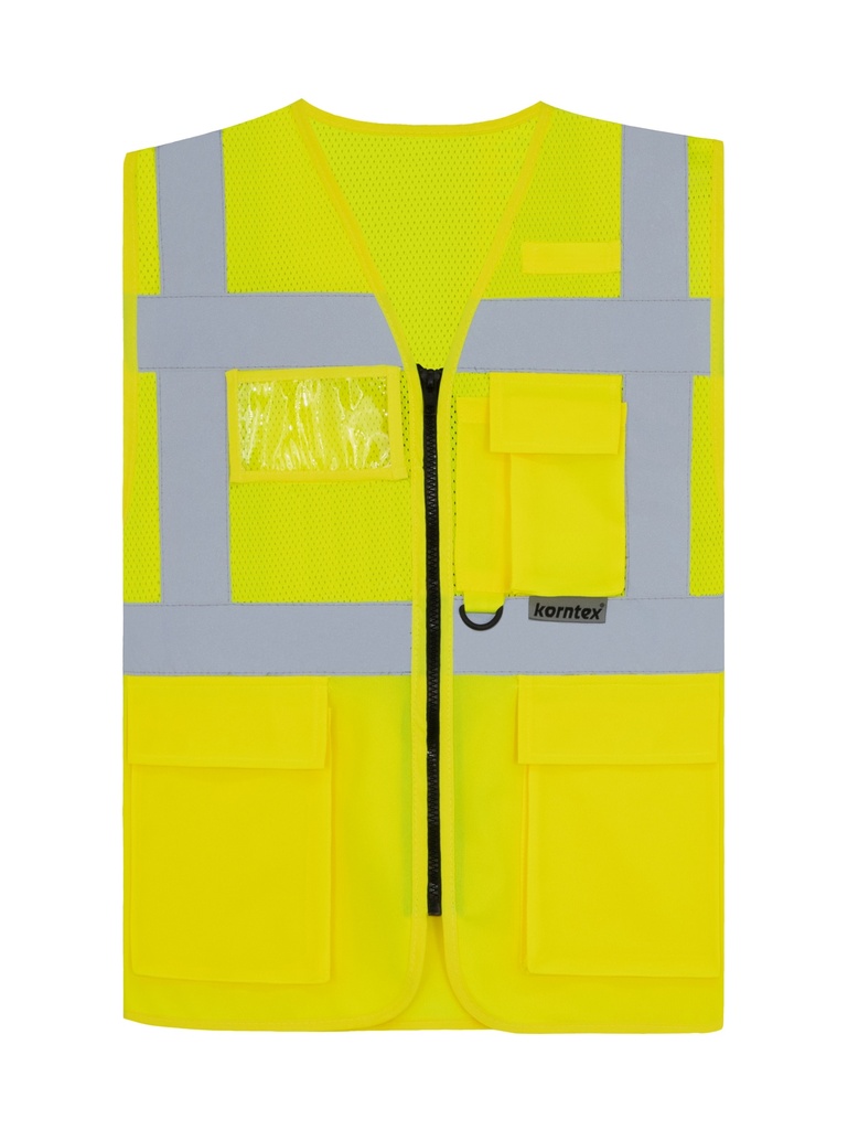 Korntex Hybrid Mesh Multifunktionsweste EN 20471, neongelb, 5XL