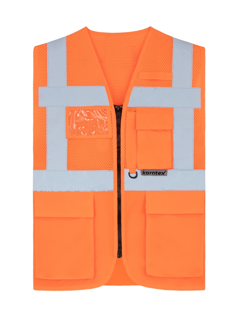 Korntex Hybrid Mesh Multifunktionsweste EN 20471, neonorange, XL