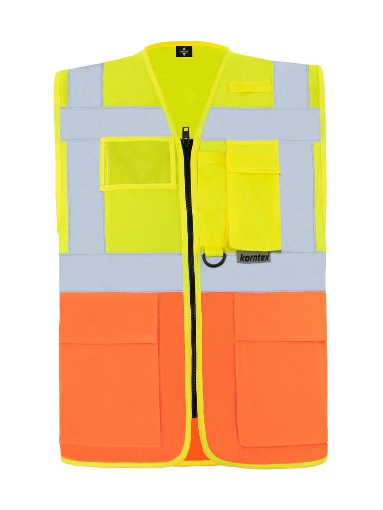 Korntex Multifunktionswarnweste EN 20471, neongelb/neonorange, L