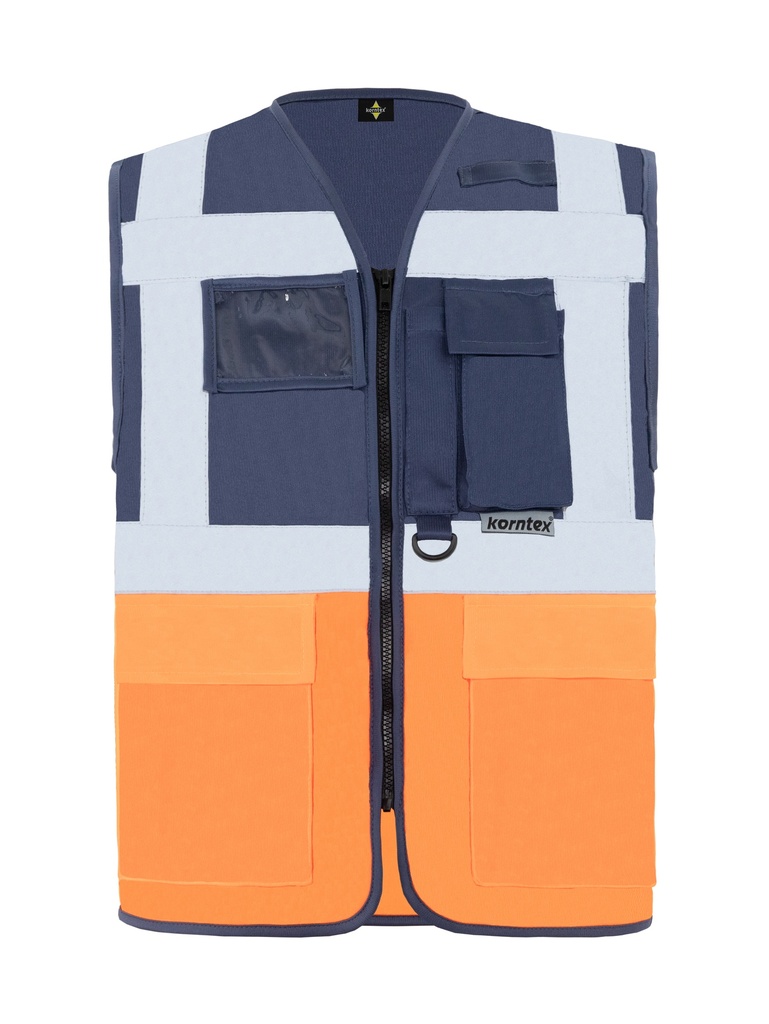 Korntex Multifunktionsweste, neonorange/navyblau, 5XL