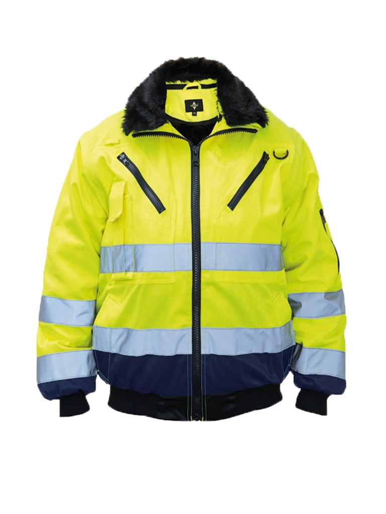 Korntex Hi-Vis Pilotenjacke EN 20471, neongelb/navyblau, 4XL