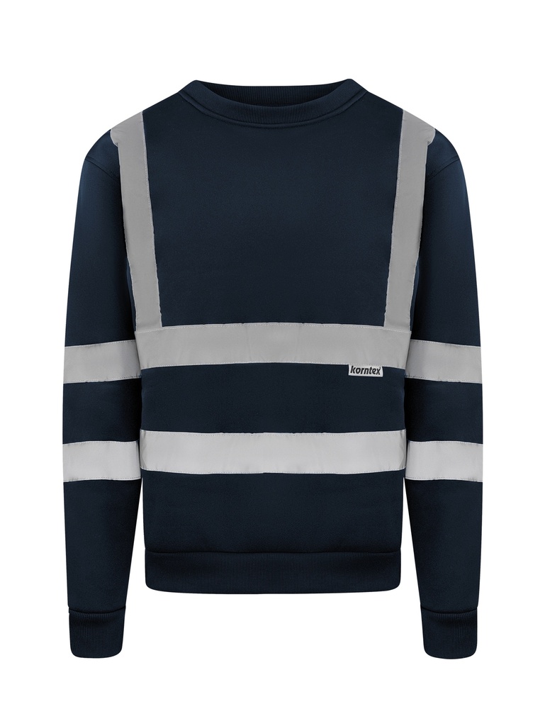 Korntex Sweatshirt mit vier Reflexstreifen, navyblau, L
