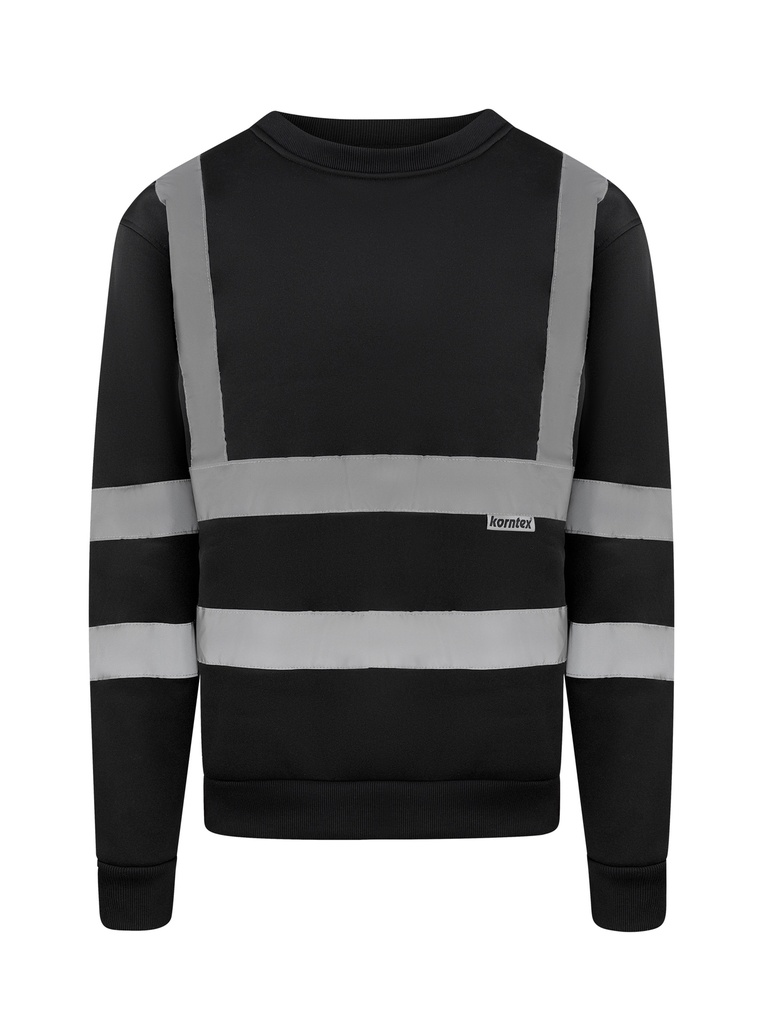 Korntex Sweatshirt mit vier Reflexstreifen, schwarz, XXL