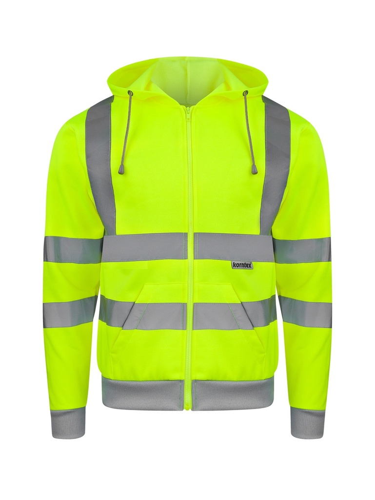 Korntex Hi-Vis Zipper Hoodie EN 20471, neongelb, S