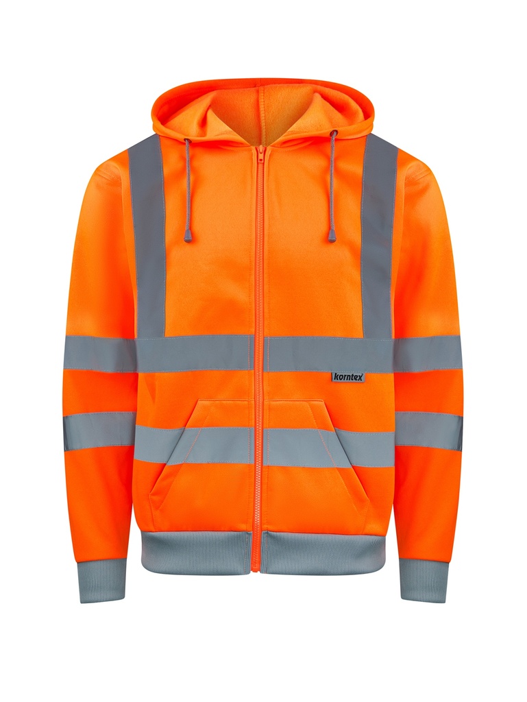 Korntex Hi-Vis Zipper Hoodie EN 20471, neonorange, M