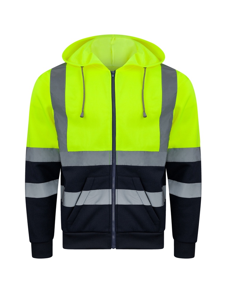 Korntex Hi-Vis Zipper Hoodie - neongelb/navyblau - M