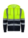 Korntex Hi-Vis Zipper Hoodie EN 20471, neongelb/navyblau, M