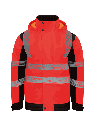 Korntex Hi-Vis Softshell Regenjacke EN 20471, schwarz/rot, XL